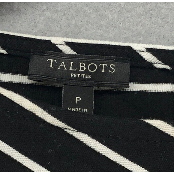 Talbots Asymmetrical Ponte Stretch Rayon T-Shirt Womens Petite Stripe Flattering - Picture 3 of 9